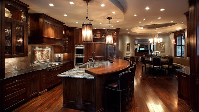 create stunning kitchen design, interior design, 2d layout