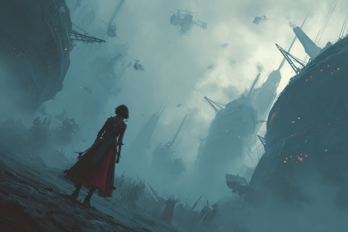 fantasy sci fi character or landscape illustration