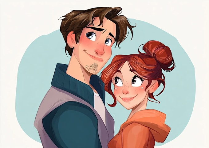 design a cartoon couple for profile picture
