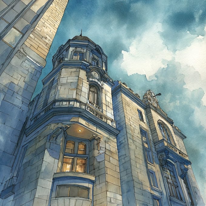 custom digital home illustration painting