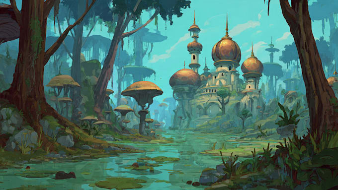create stylized environment concept art, fantasy background