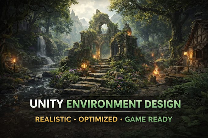 design unity game environment, level or 3d scene