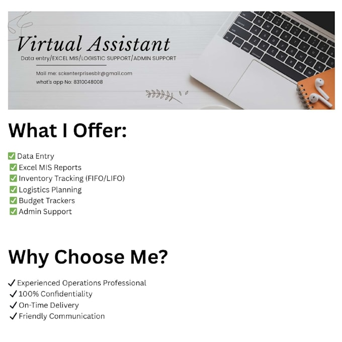 be your virtual administrative assistant for data entry and mis reports
