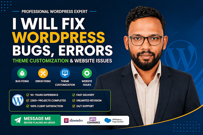 fix wordpress bugs, errors, theme customization, and website issues