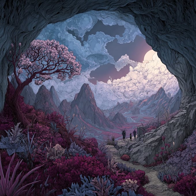 draw fantasy concept landscape illustrations