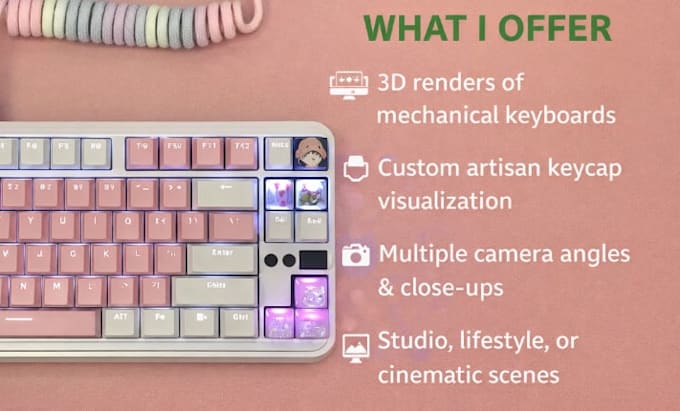 create high quality 3d keyboard renders with custom artisan keycaps