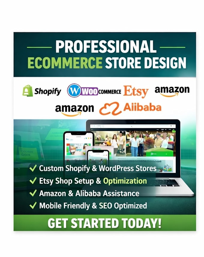 design a professional shopify, wp woocommerce, or etsy store to taste