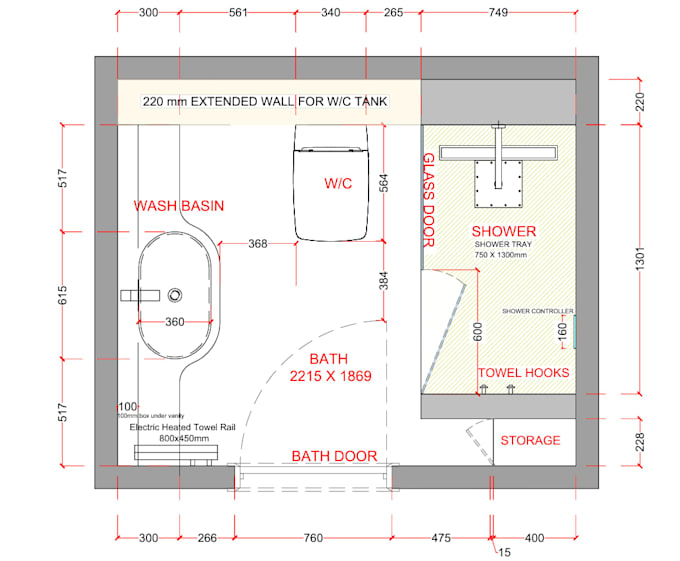 do bathroom interior design layout plans 2d 3d rendering
