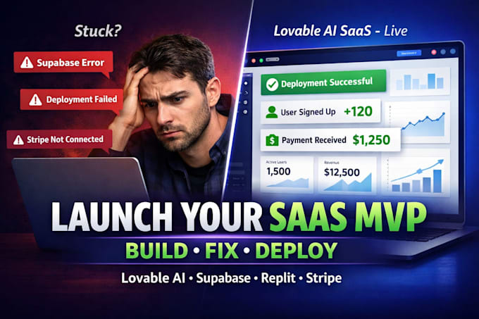 Build or fix lovable ai saas mvp website supabase replit bolt v0 by ...