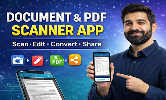 develop smart document and PDF scanner app for android, ios or web