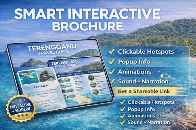 design an interactive HTML brochure with narration and mobile support