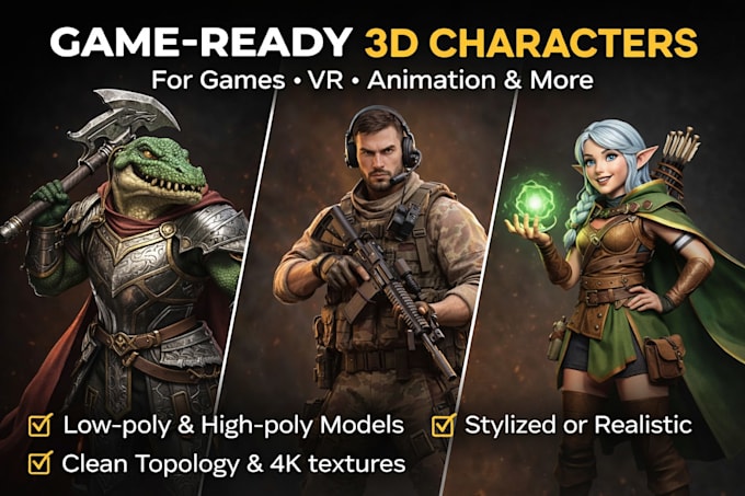 create high quality 3d characters for games, and animation