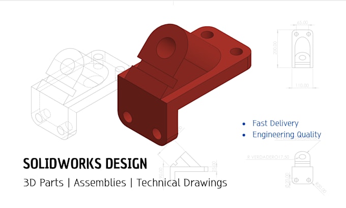 create solidworks 3d models, assemblies and technical drawings for manufacturing