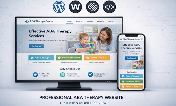 design therapy, medical, healthcare, counseling, wellness aba therapy website