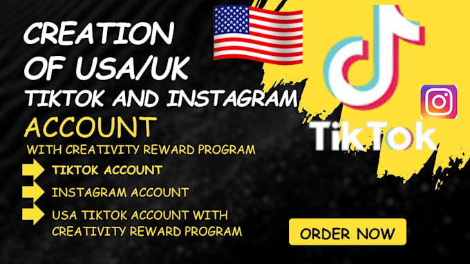 create USA tiktok account and instagram eligible for creativity reward program