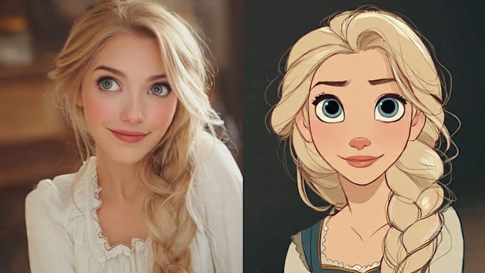 do cute disney cartoon portrait
