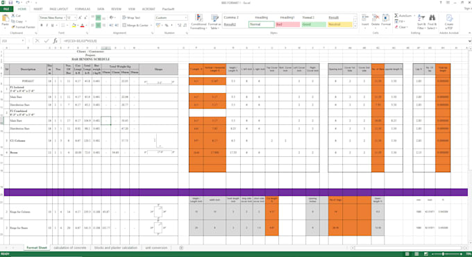 do bar bending schedule and construction material takeoff