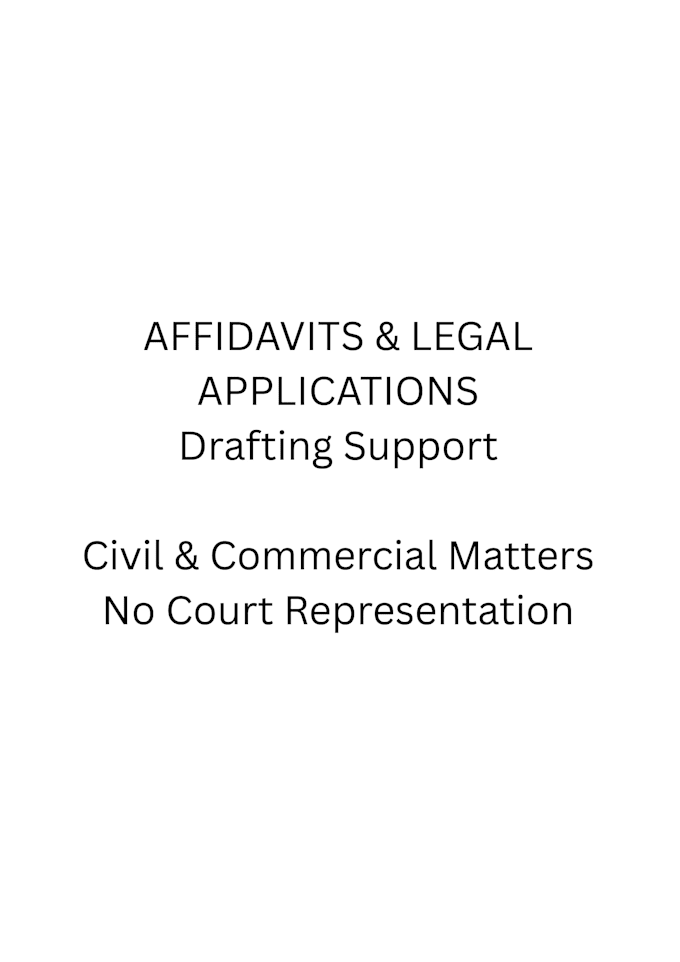 draft affidavits, declarations or legal applications and replies