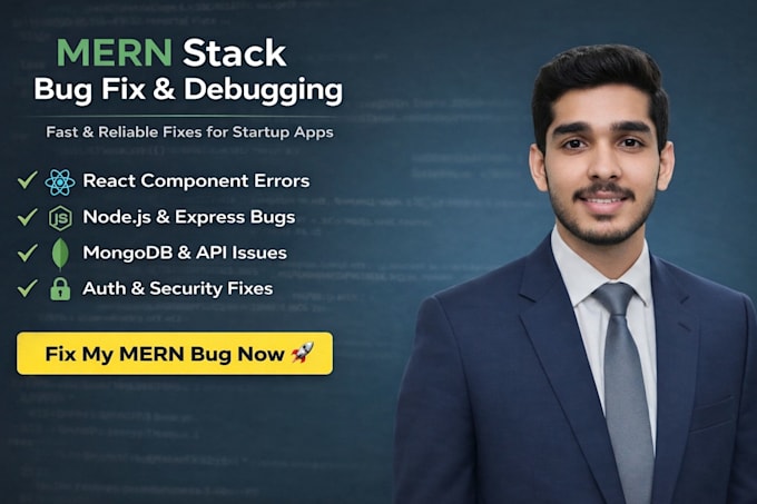 fix react bugs, node js errors, mern stack issues fast expert debugging