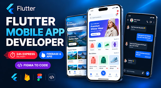 develop custom flutter app for ios and android