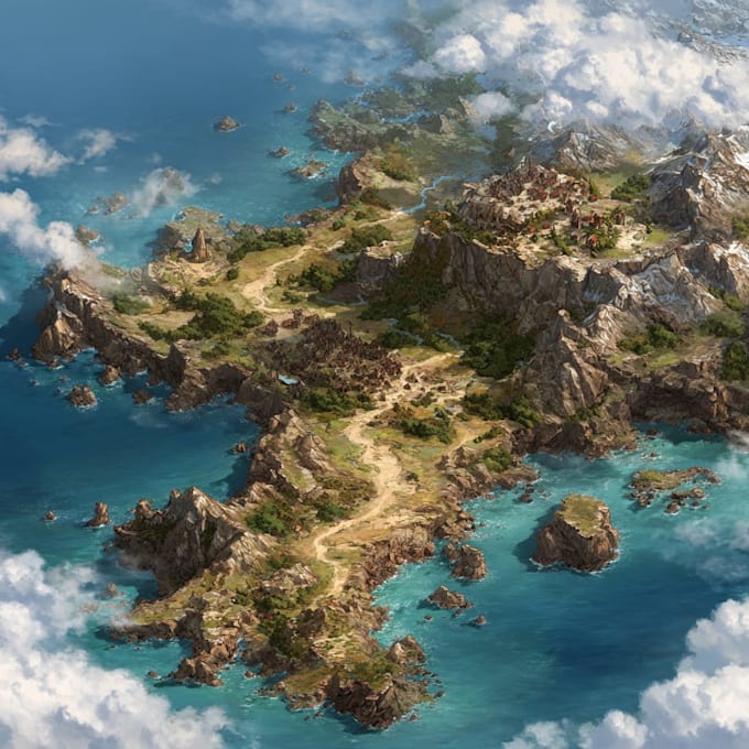 do fantasy map with parchment style for story