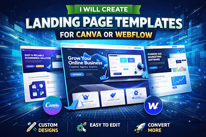 create landing page templates for canva or webflow