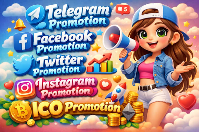 do organic telegram promotion,facebook promotion,twitter, instagram,ico