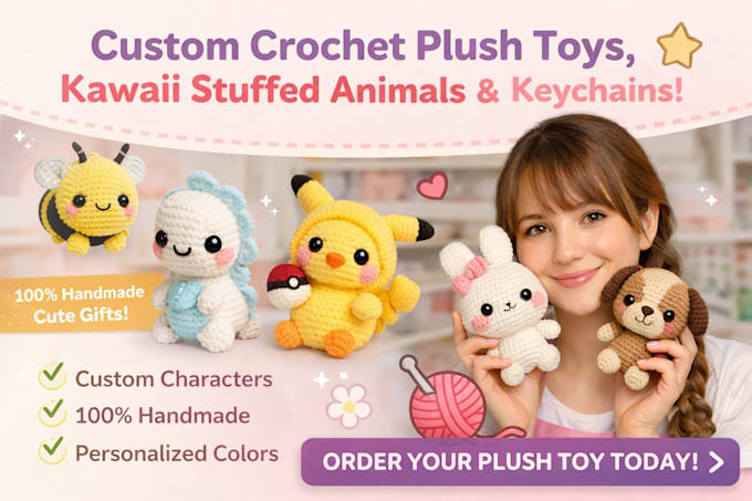 create custom crochet plush toys kawaii stuffed animals and keychains