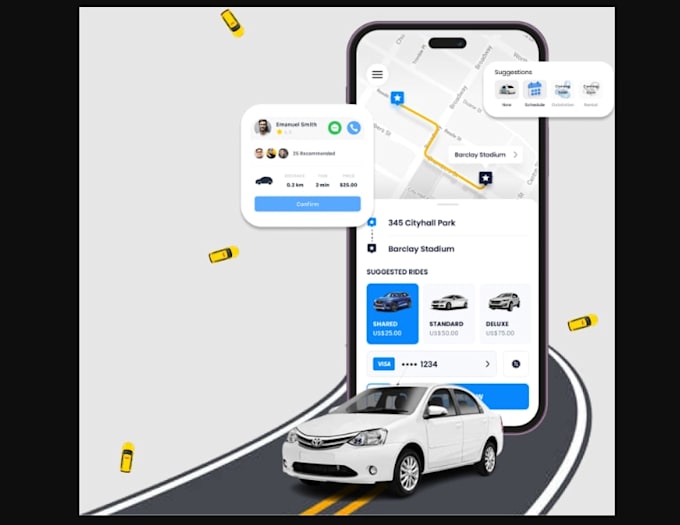 develop taxi booking app, ride hailing app, limousine app with new features