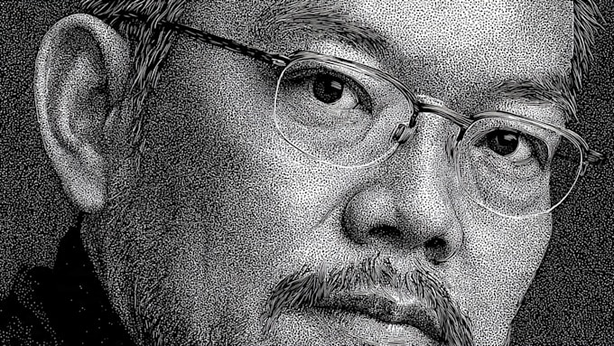 draw a hedcut wsj portrait style from photo
