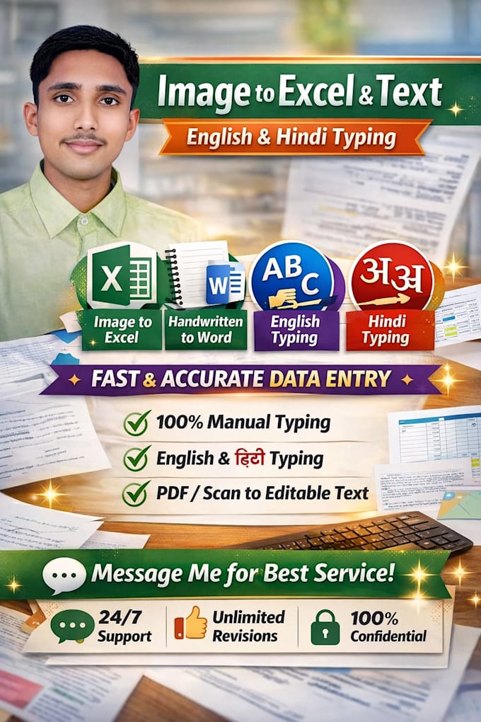 do image to excel, image to text, handwritten to word typing
