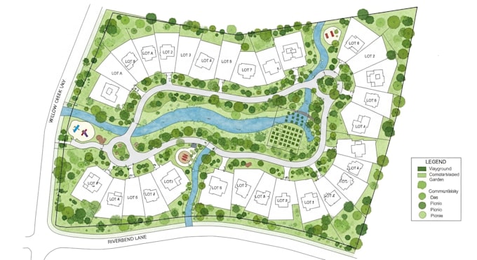 draft 2d site plan, plot plan, lot subdivision landscape design of your property