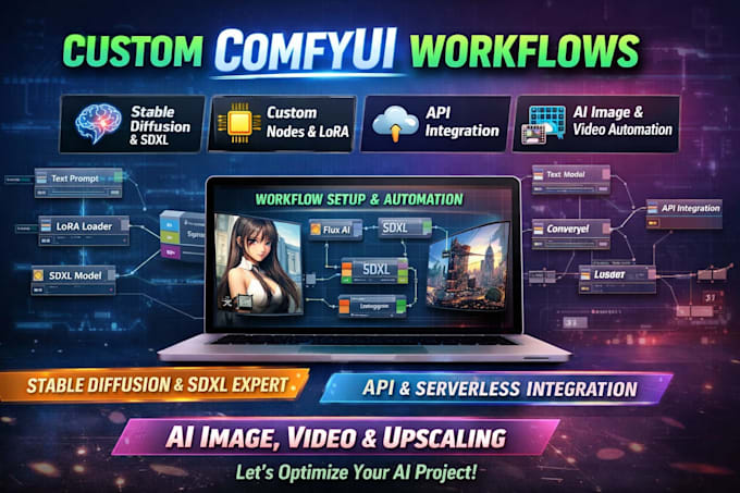 build custom comfyui workflows for stable diffusion, sdxl, ai automation and API