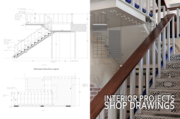 create interior shop drawings, furniture and joinery 2d autocad details