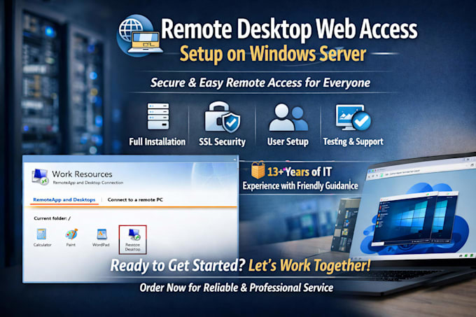 setup configure remote desktop web app rdweb in win server