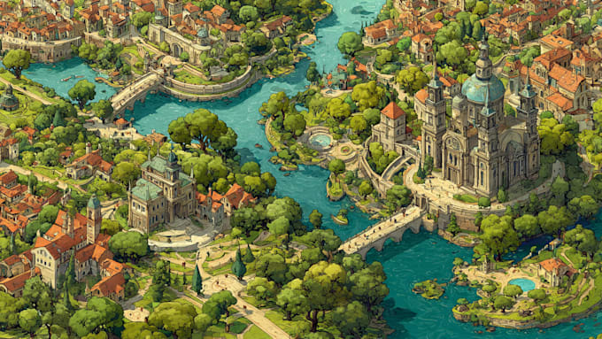 create city, event, tourist, and fantasy map illustration