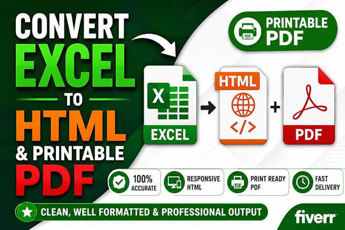 convert excel calculator to HTML form and printable PDF