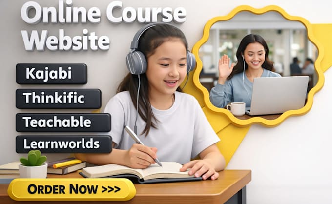 do online course website teachable, podia, thinkific, kajabi website