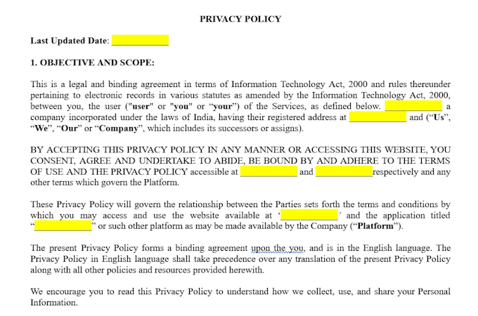 create a privacy policy for your website