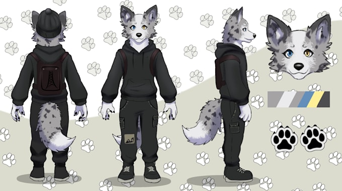 draw furry ref sheet illustration character design fursona anthro feral vtuber
