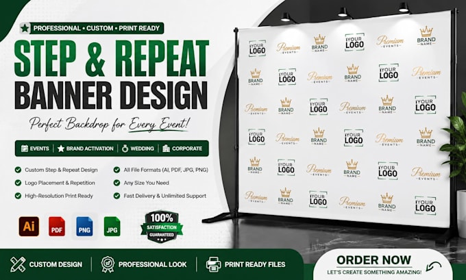 design a professional step and repeat banner backdrop