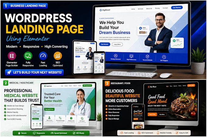 responsive wordpress landing page using elementor