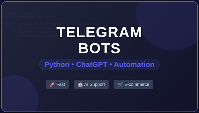 create a custom telegram bot using python and chatgpt