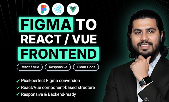 convert figma to react website, next js, vue, tailwind CSS responsive web app