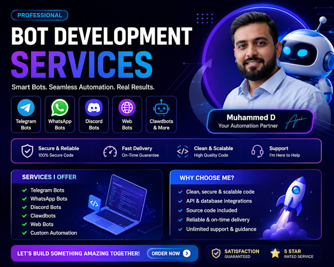 develop clawdbot, telegram bot, whatsapp bot, discord bot, web bot