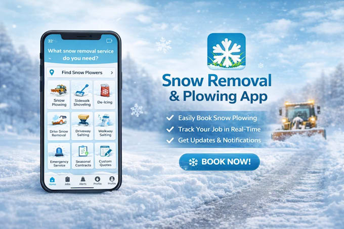 develop a custom on demand snow removal and plowing mobile app