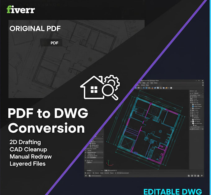 disegni autocad 2d e conversione PDF in dwg