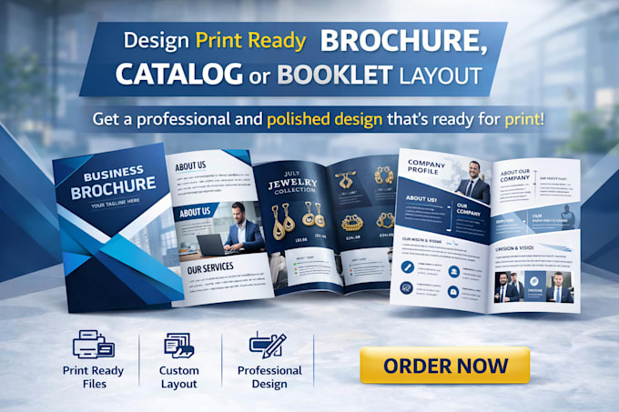 design print ready brochure, catalog or booklet layout for company profile