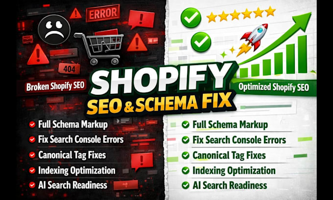 fix shopify ecommerce SEO website issues and schema errors to rank top on google