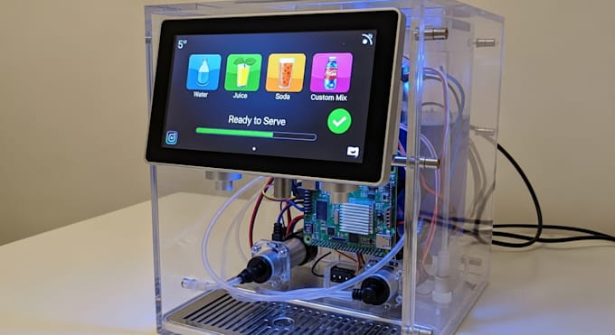 develop a smart raspberry pi drink dispenser sensor with touch screen interface